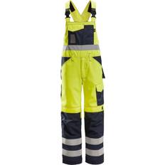 Snickers High-Vis Bib & Brace Trousers Class High Vis Yellow/Navy