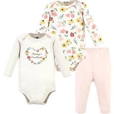 Hudson Baby Unisex Baby Long-Sleeve Bodysuits and Pants, Soft Painted Floral Long-Sleeve, Preemie