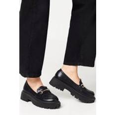 Faux Leather Low Shoes Faith Nola Snaffle Detail Chunky Loafers Black