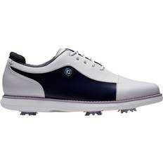 Multicolored - Women Golf Shoes FootJoy Women's Traditions Spiked Golf Shoes, White/Navy/Purple