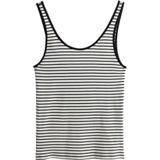 Stripes Tank Tops H&M Ribbed Vest Top - White/Black Striped