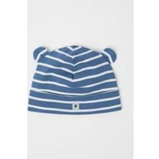 Stripes Accessories Polarn O. Pyret Striped Baby Beanie Hat Blue Newborn x 36/38