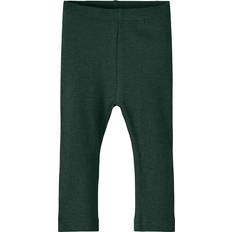 Billig Bukser Børnetøj Name It Kab Basis Ribstrikket Leggings - Pine Grove (13198040)