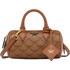 MCM Women Crossbody Bags MCM Ella Boston Bag In Lauretos Mini - Cognac