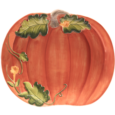 Orange Serving Platters & Trays Certified International Harvest Morning Pumpkin Platter Serving Platter & Tray