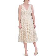 Eliza J 3D Floating Flowers Mesh Midi Dress