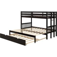 Beds & Mattresses Costway Trundle Ladder Twin Bunk Bed