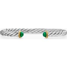 Jewelry David Yurman Cable Cuff Bracelet in Sterling Silver with 14K Yellow Gold and Green Onyx