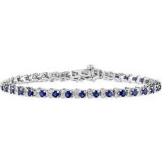 Effy Women Bracelets Effy 3.87 ct. t.w. Sapphire and 1/5 ct. t.w. Diamond Bracelet in Sterling Silver One Size