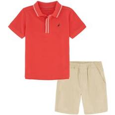 Boys - Green Other Sets Children's Clothing Nautica Toddler Boys Tipped Pique Polo Shirt and Prewashed Twill Shorts, Pc Set Khaki 3T