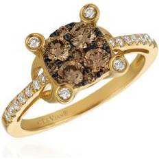 Jewelry Le Vian Chocolatier Chocolate Diamonds and Vanilla Diamonds Cluster Ring 14K Honey Gold