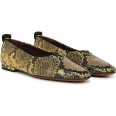 Blockabsatz - Damen Ballerinas Franco Sarto Vana Ballet Flat Shoes Yellow Snake Print Faux Leather Slip On Fit, Round Toe, Slip-On Fit