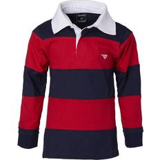 Stripes Polo Shirts Children's Clothing Sportoli Big Boys 100% Cotton Wide Striped Long Sleeve Polo Rugby Shirt Red Size 18