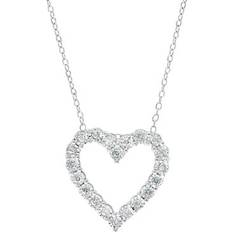 Effy Women Necklaces Effy 1/5 ct. t.w. Diamond Heart Pendant Necklace in Sterling Silver, in 16 in