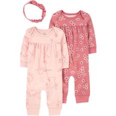 Rosa Sonstige Sets Carter's Baby Girls Pink Floral 3-Piece Jumpsuit Set 3M Pink