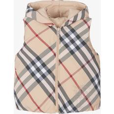 Zipper Padded Vests Burberry Childrens Reversible Check Nylon Padded Gilet Pale Stone 10Y