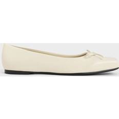 Charles & Keith Charles & Keith Square-Toe Bow Ballet Flats Chalk