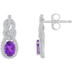 Macy's Purple Earrings Macy's Topaz 3/4 ct. t.w. Halo Drop Earrings in Sterling Silver Amethyst