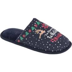 Men - White Slippers Eastman Whitetail Christmas Novelty Memory Foam Slippers Navy Men's 6-7Women's 7-8