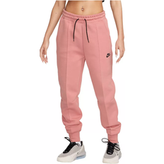 Damen - Rosa Hosen Nike Sportswear Tech Fleece Women's Mid-Rise Jogger - Red Stardust/Black