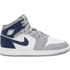 Multicolored Sneakers Children's Shoes NIKE Air Jordan 1 Mid GS - White/Wolf Grey/Midnight Navy