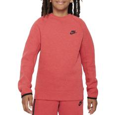 Red nike tech kids Nike Big Kid's Sportswear Tech Fleece Sweatshirt - Light University Red Heather/Black/Black (FD3293-672)