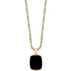 Effy Necklaces Effy Men's Onyx Pendant Necklace in Gold Over Sterling Silver, Yellow, in 16 in