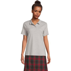 Shirts Lands' End Women's School Uniform Short Sleeve Feminine Fit Interlock Polo Shirt Gray heather XXSmall