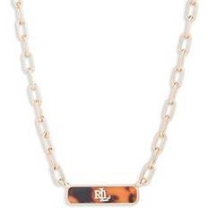 Brown Necklaces Lauren Ralph Lauren Gold Tone 16" Dark Brown Chain Link Frontal Necklace, in tortoise 16 in