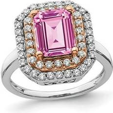2.30 Carat ctw Lab-Created Pink Sapphire Engagement Ring in 14K White Gold with Lab Grown Diamonds SIZE 7