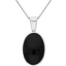 Donna - Oro Bianco Collane C. W. Sellors 9ct White Gold Whitby Jet Oval Necklace White Gold