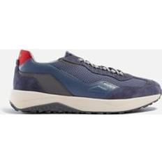 HUGO Men's Kane Runn Mesh and Faux Leather Trainers Blue