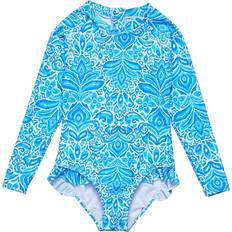 UV Protection Swimsuits Snapper Rock Kids Santorini Blue LS Surf Suit