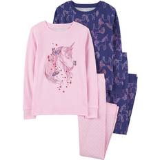 Pajamases Carter's Kid Girls 4-Piece Unicorn 100% Snug Fit Cotton Pajamas Pink