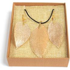 Multifärgade Smyckesset AW Necklace & Earring Set Bravery Leaf Gold