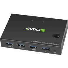 Greenzech 2-Port HD KVM Switch Switcher 4K*2K@30Hz Video Display USB Hub Splitter Keyboard Mouse USB Print Sharing Device