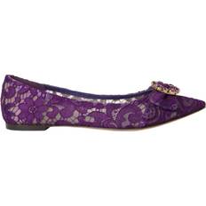 Purple Loafers Dolce & Gabbana Lace Ballerinas Flats Purple