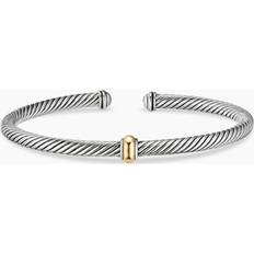 David Yurman Jewelry David Yurman Classic Cable Station Bracelet in Sterling Silver with 18K Yellow Gold, 4mm Silver/Gold