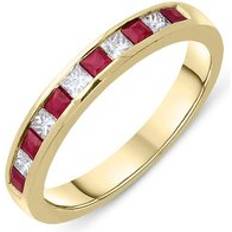 Engagement Ring Rings 18ct Yellow Gold 0.40ct Ruby Diamond Half Eternity Ring Option1 Value Yellow Gold