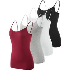 G-Form Vislivin Women's Basic Solid Camisole Adjustable Spaghetti Strap Tank Top Black/White/Gray/Wine Red