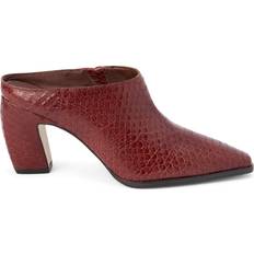 Matisse McCarthy Snake Square Toe Block Heel Mules Red