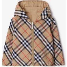 Childrens Reversible Check Cotton Blend Jacket Sand 12M