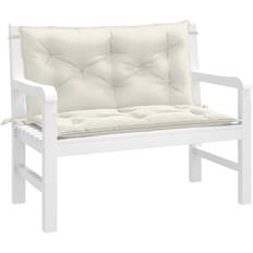 vidaXL Bänkdyna 2 St Melerad Gräddvit 100x50x7 cm Tyg Trädgårdsbänk