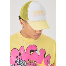 Men - Yellow Caps boohooMAN Mens Slogan Foam Front Trucker Cap In Pastel Yellow One