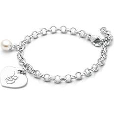 Bracelets Tiny Blessings Tiny Blessings Girls' Sterling Silver Classic Charm Bracelet & Engraved Initial 6.25 Bracelet Baby, Little Kid, Big Kid Silver NO