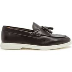 HUGO BOSS Low Shoes HUGO BOSS Sienne_mocc Dark Brown Leather Tassle Loafers With White Soles 50530510 205