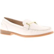 Leather Collection womens loafers flat shoes leaps slip on white