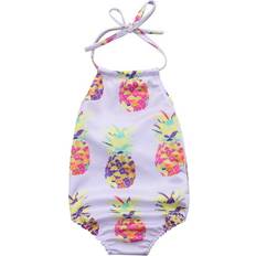 Babies Swimsuits Centuryx Sold by: BrilliantMe Clothing, Newborn Baby Girls Summer Sleeveless Swimsuit Off Shoulder Pineapple Swimwear One-piece Beachwear Multicolor 9-18 Months