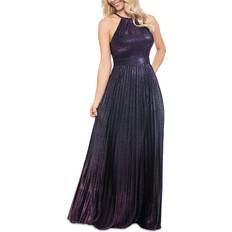 Aqua Evening Gowns Dresses Aqua Glitter Pleated Halter Gown 100% Exclusive Wine/blush