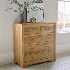 Oak Furnitureland Chest of Drawers Oak Furnitureland Solid Natural 5 Halo Range Chest of Drawer